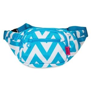 Teal Chevron Multi Zip Pocket Fanny Pack BB524